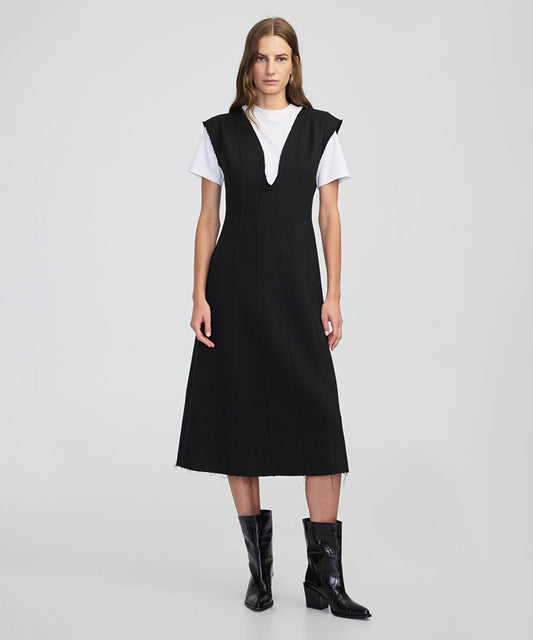 Two-in-One V-Neck Midi Dress