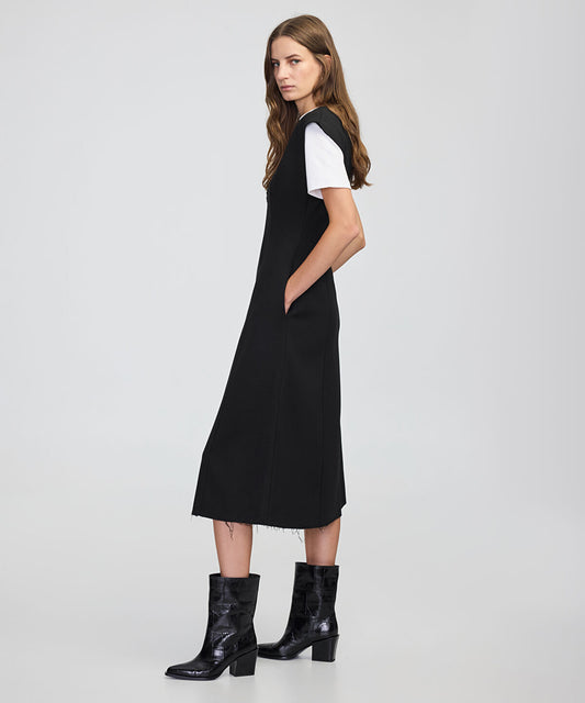 Two-in-One V-Neck Midi Dress