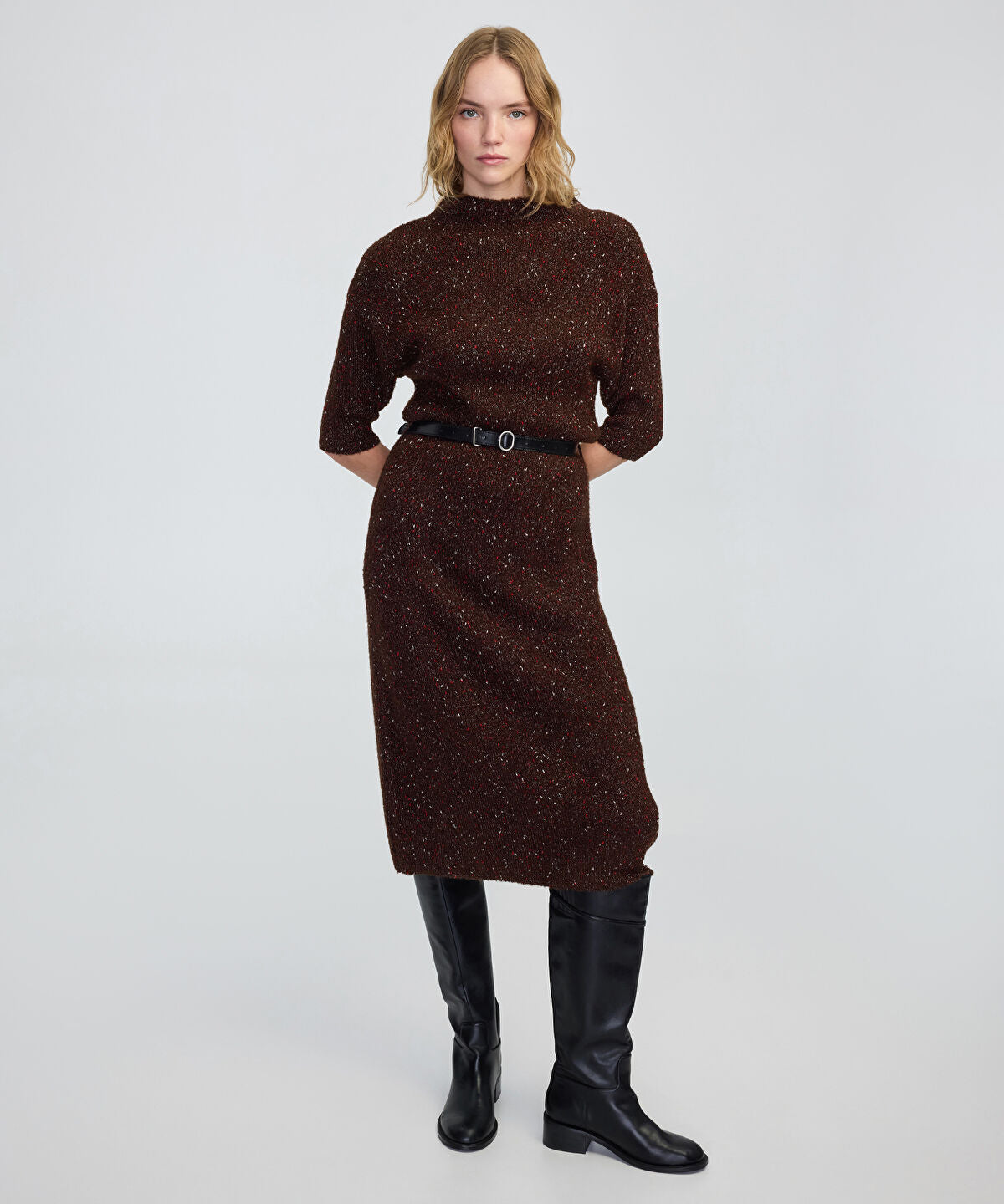 Zoomed Belted Knit Dress