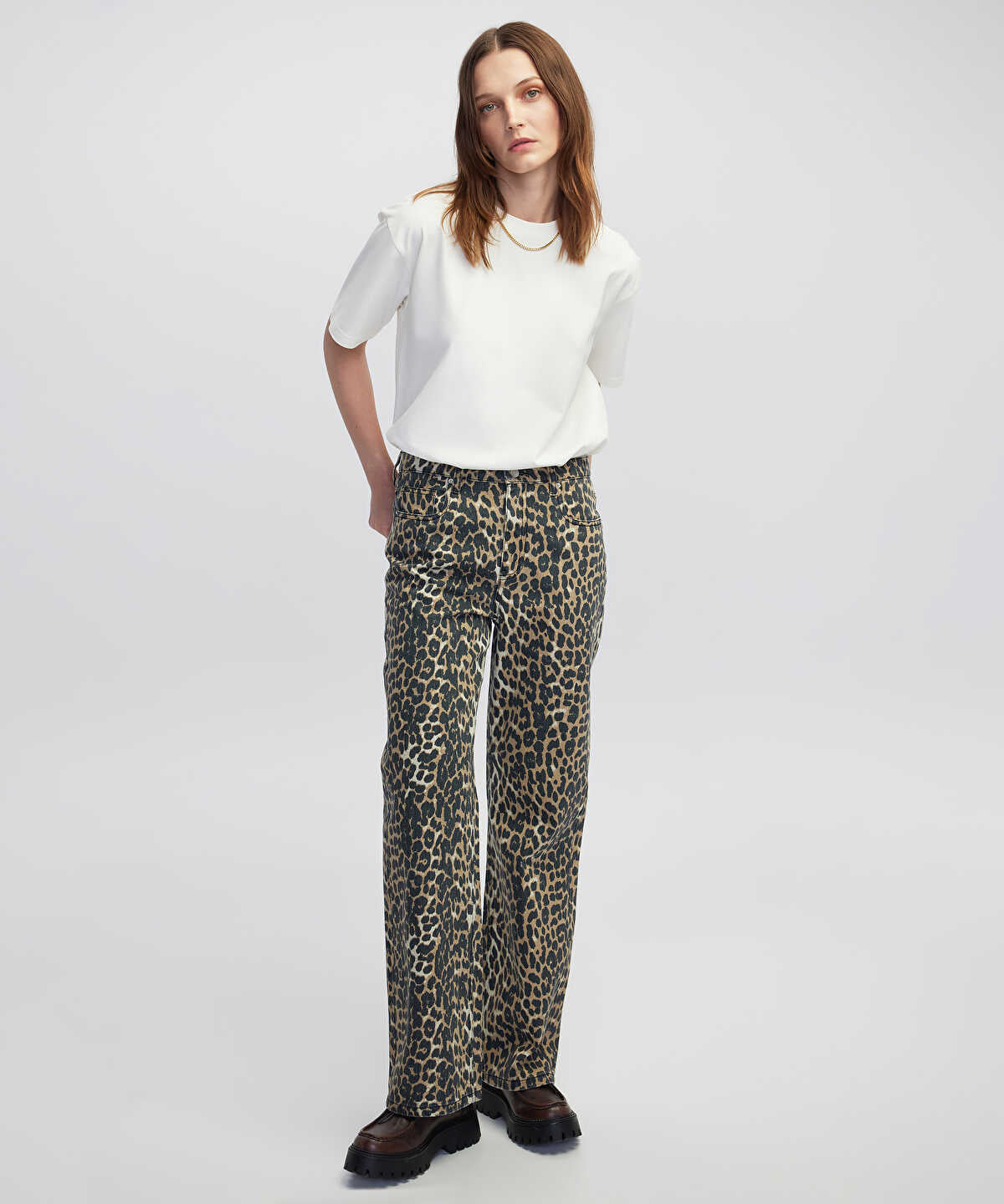 Zoomed Leopard Print Trousers