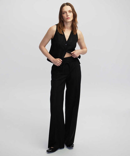 Tie Waist Wide Leg Fit Trousers 