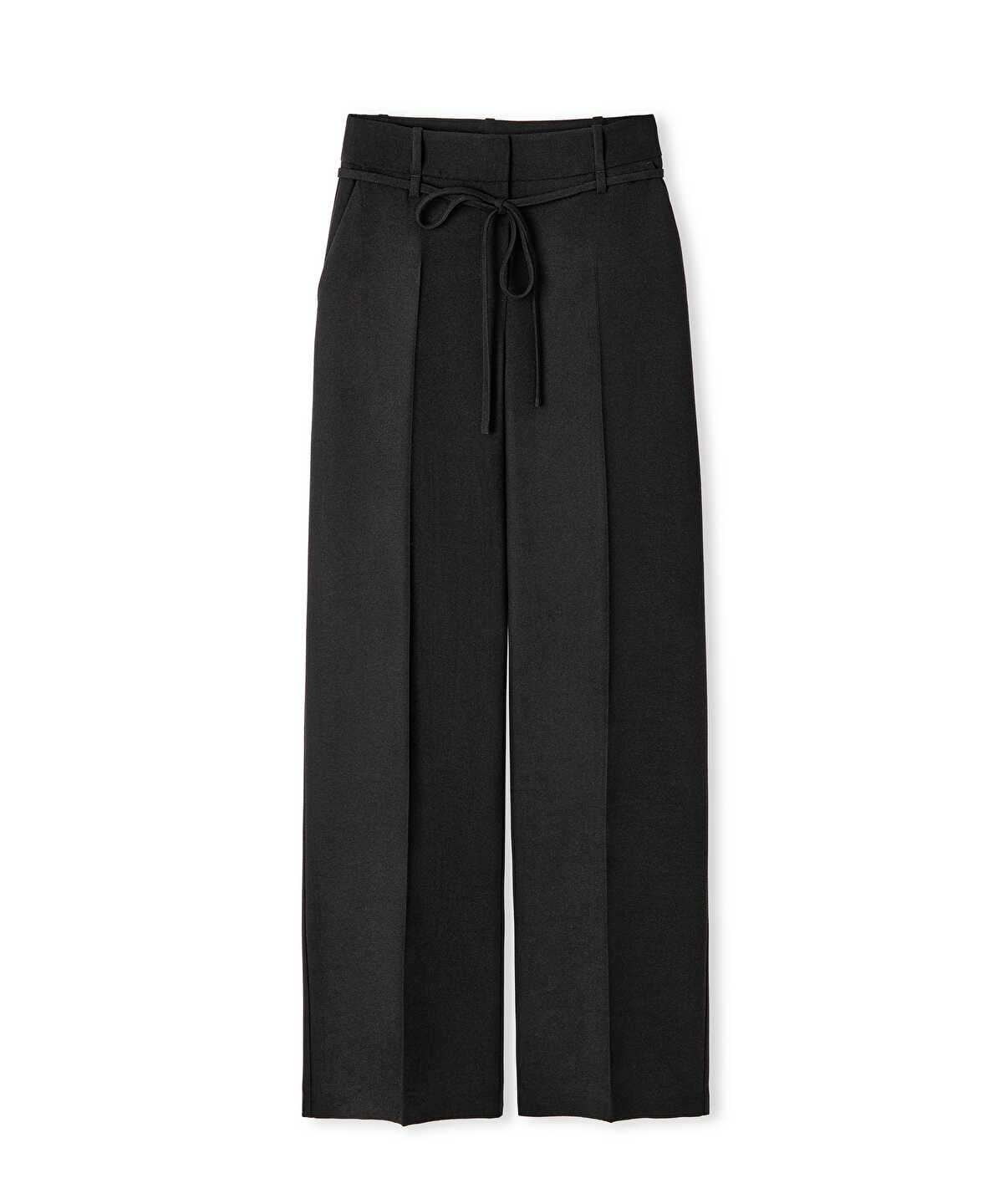 Tie Waist Wide Leg Fit Trousers 