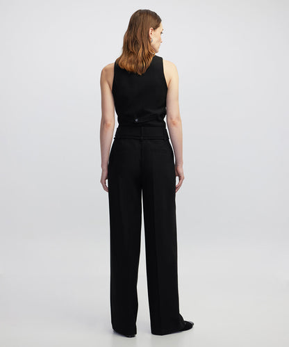 Tie Waist Wide Leg Fit Trousers 