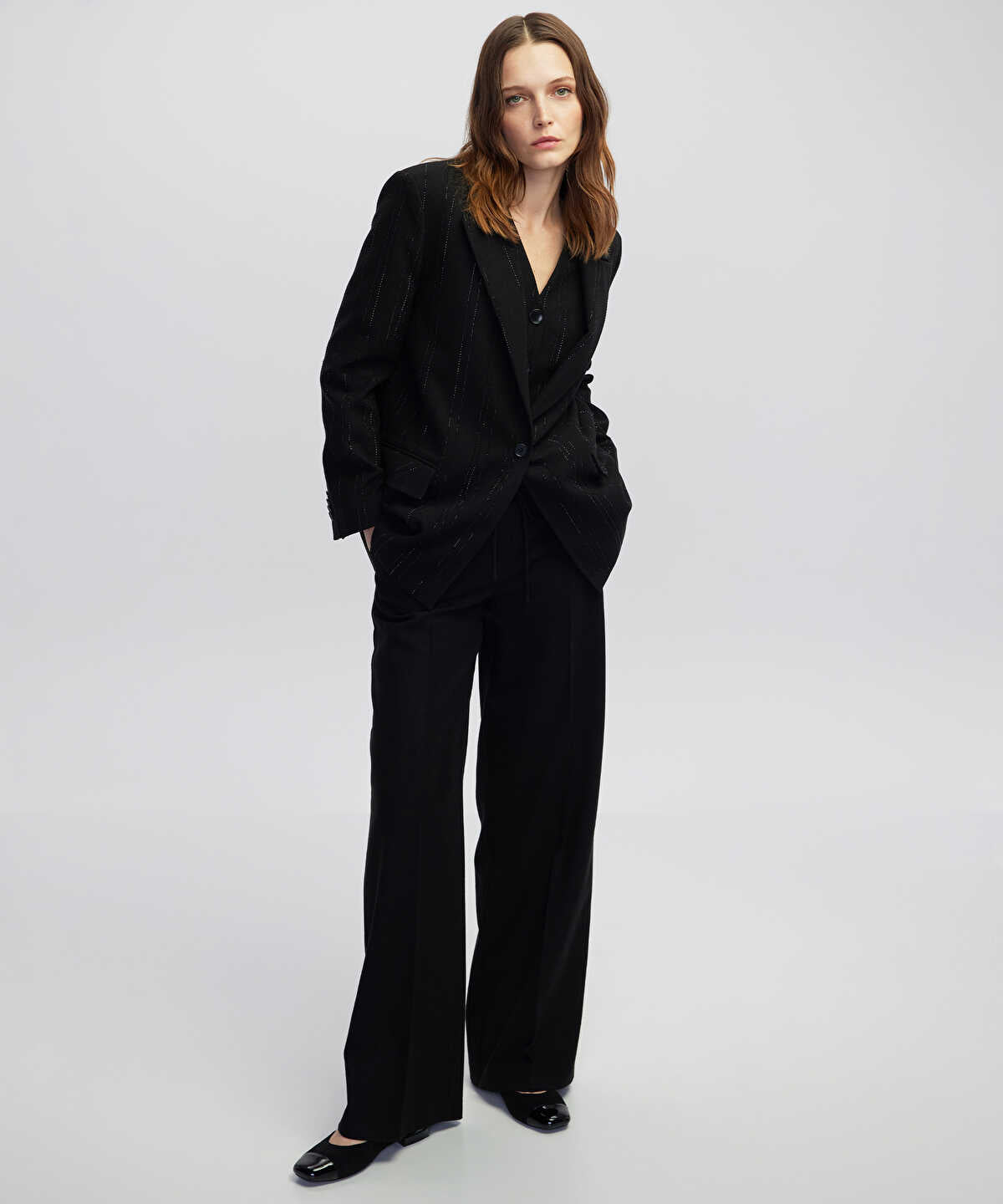 Zoomed Tie Waist Wide Leg Fit Trousers 