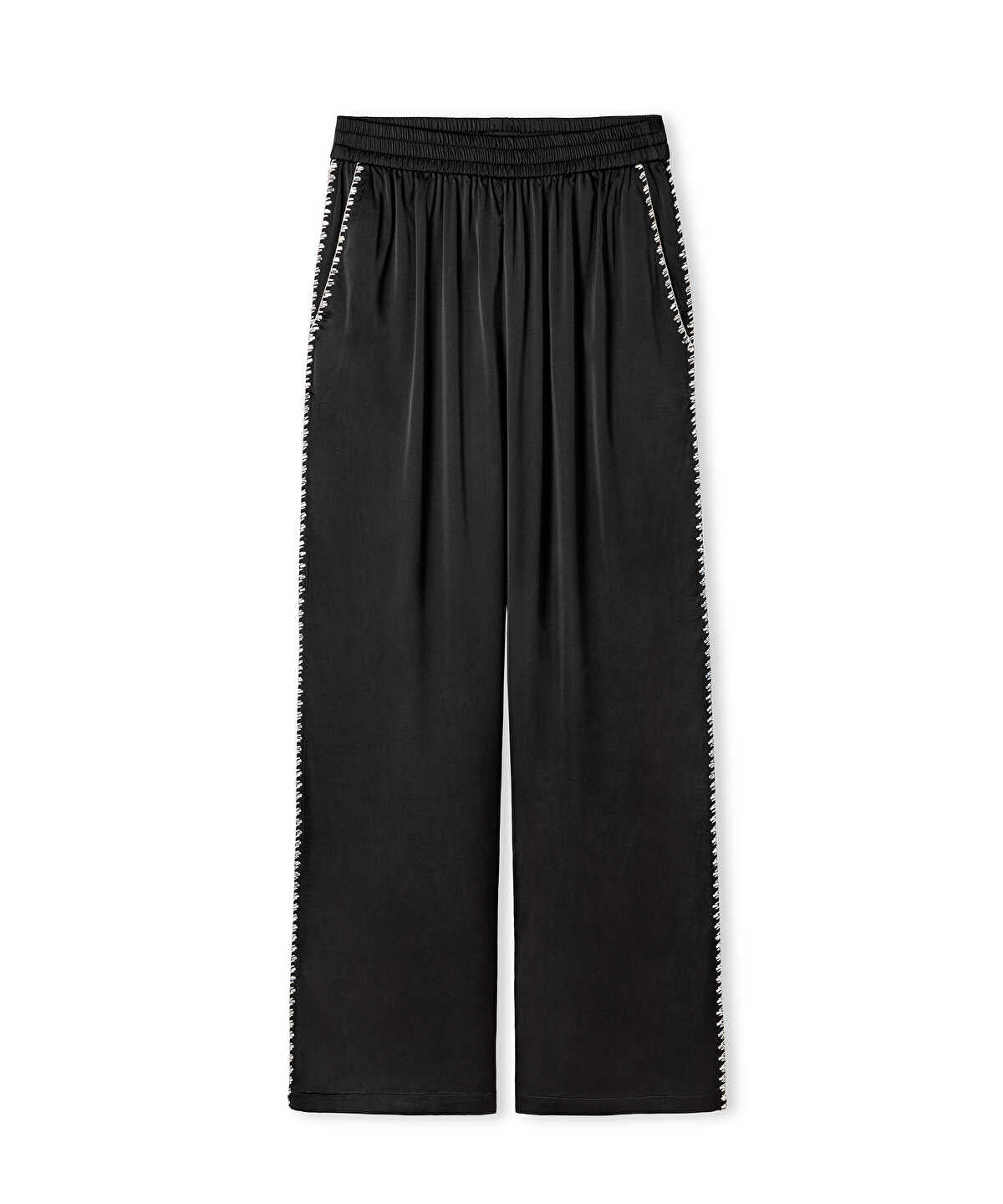 Zoomed Strass-Trim Wide-Leg Trousers