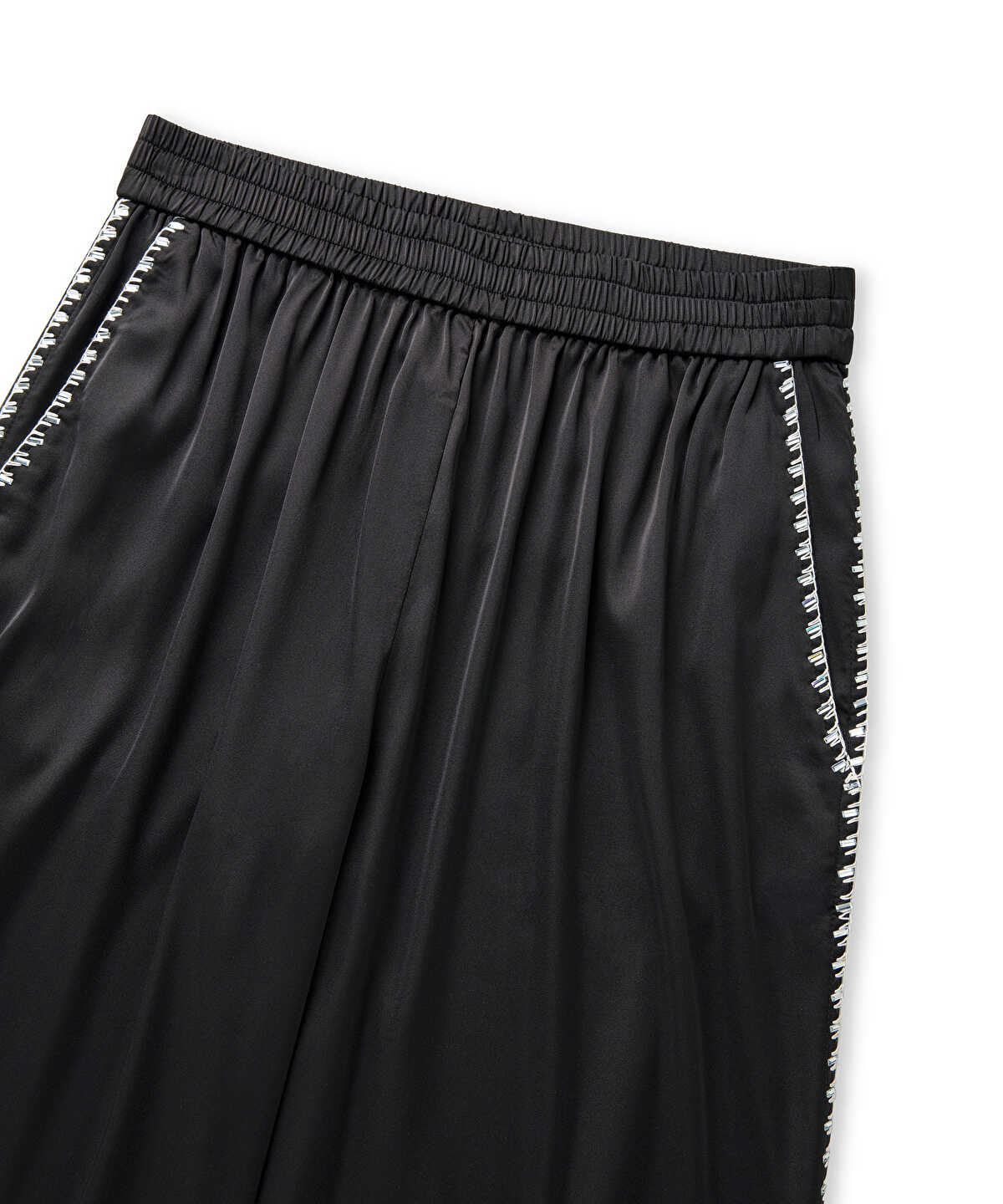 Strass-Trim Wide-Leg Trousers