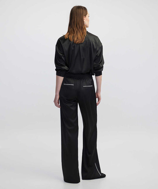 Strass-Trim Wide-Leg Trousers