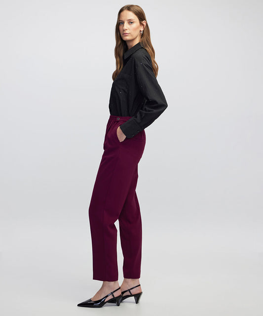 Elastic Waist Carrot Trousers