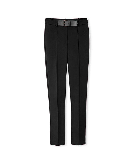 High-Waist Belted Skinny Trousers