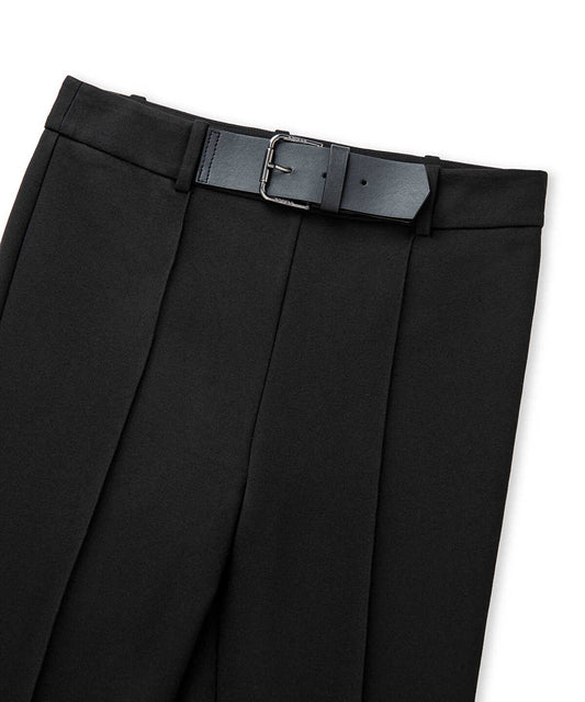 High-Waist Belted Skinny Trousers