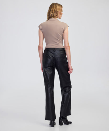 Leather-Effect Straight-Leg Trousers