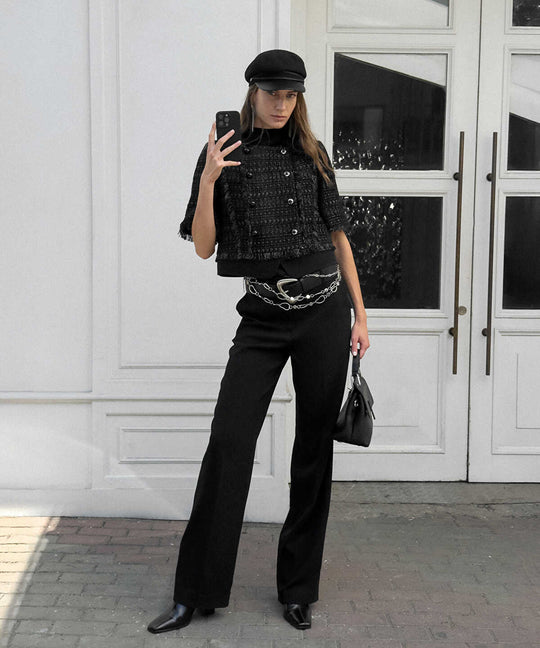 Mixed Straight-Leg Trousers