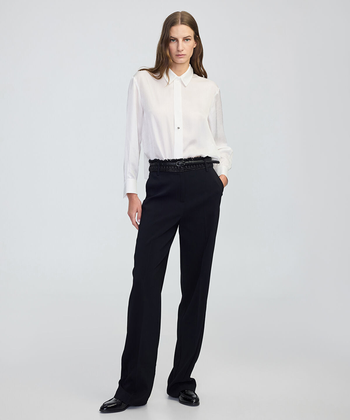 Zoomed Mixed Straight-Leg Trousers