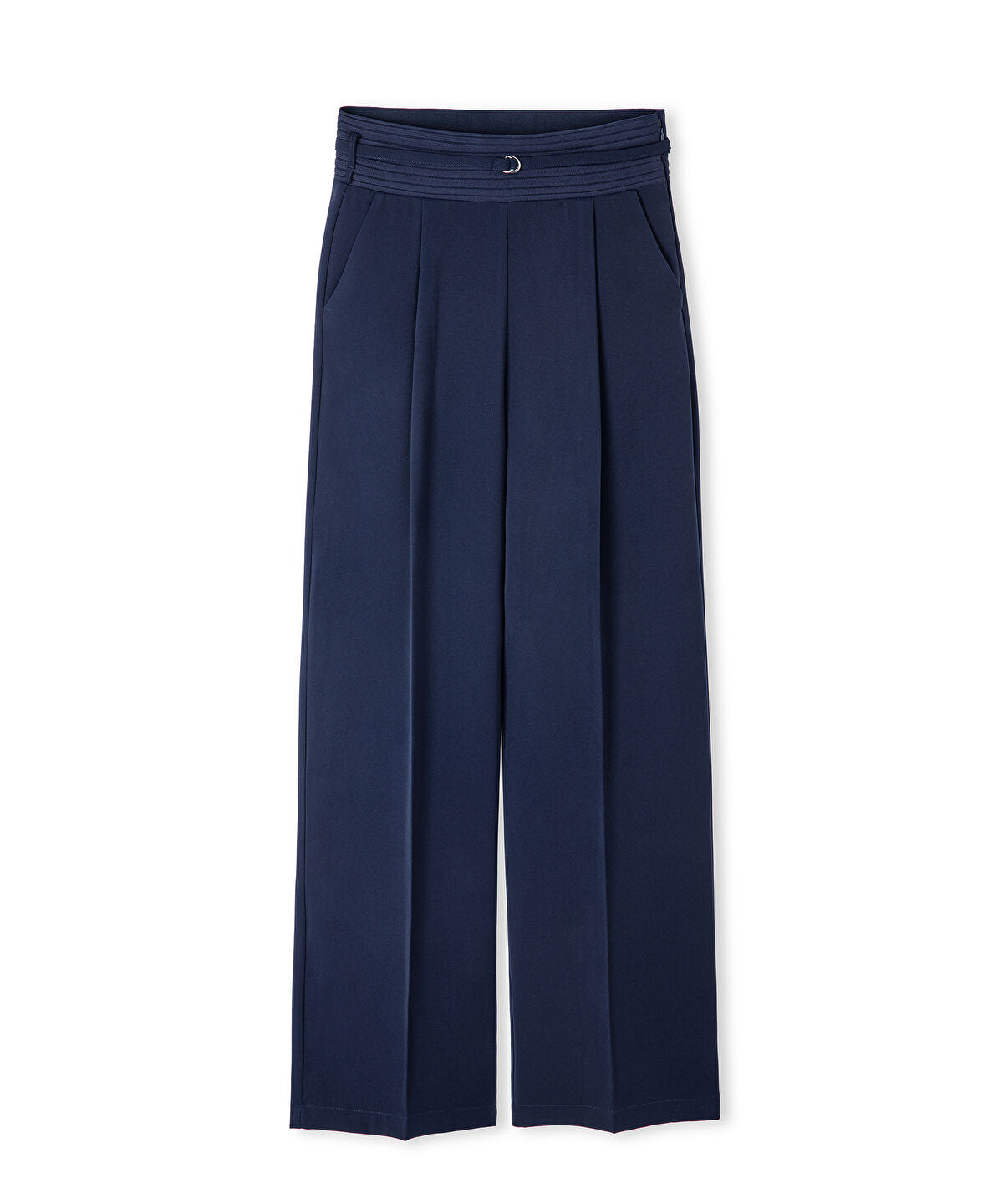 Zoomed Mixed Wide-Leg Trousers with Belt