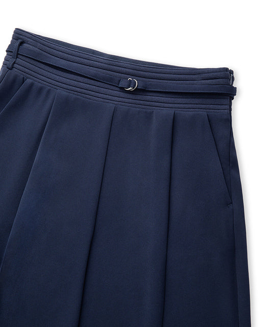 Mixed Wide-Leg Trousers with Belt