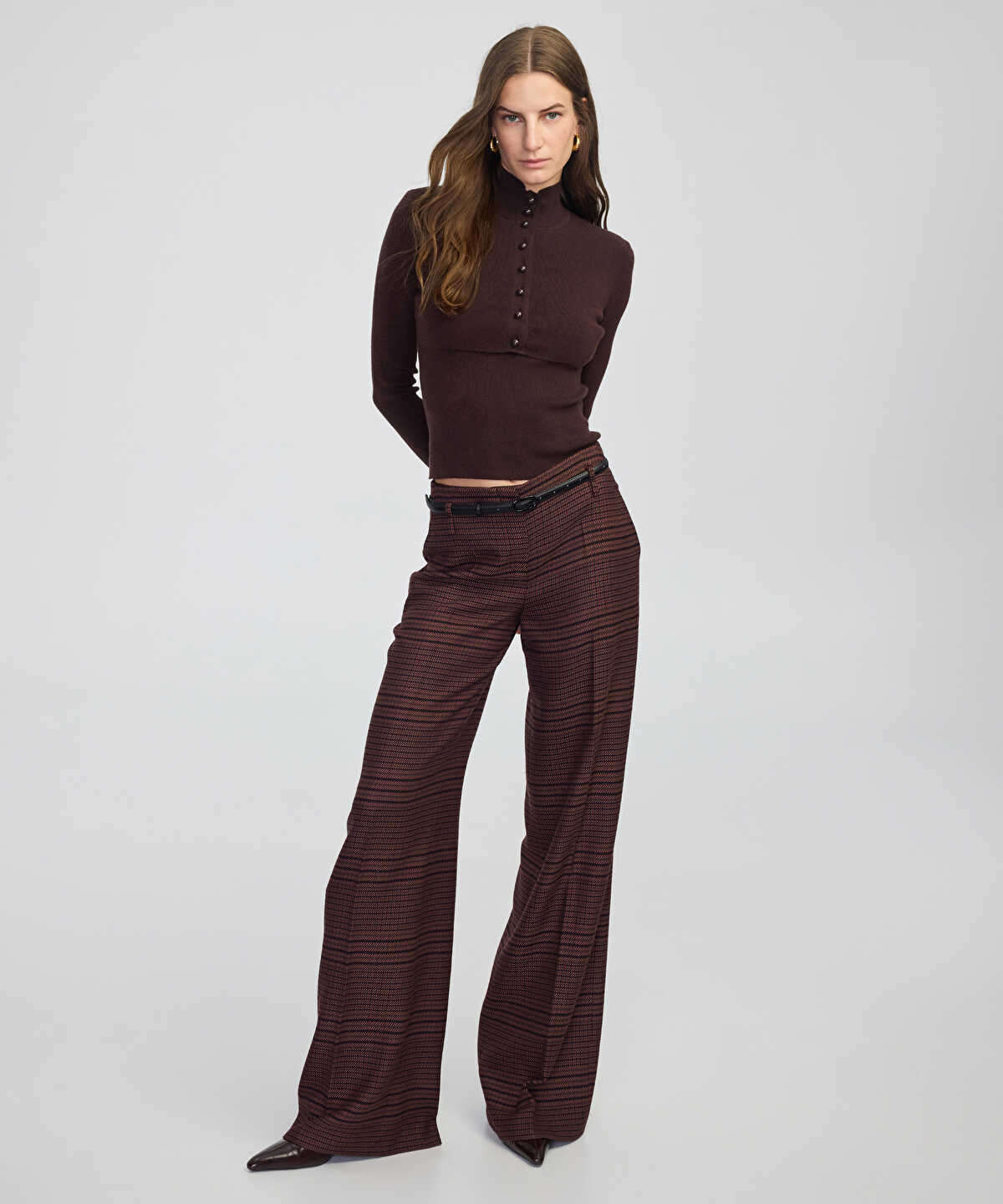 Zoomed Plaid Wide-Leg Trousers