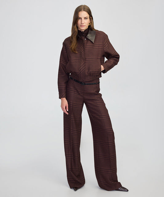 Plaid Wide-Leg Trousers