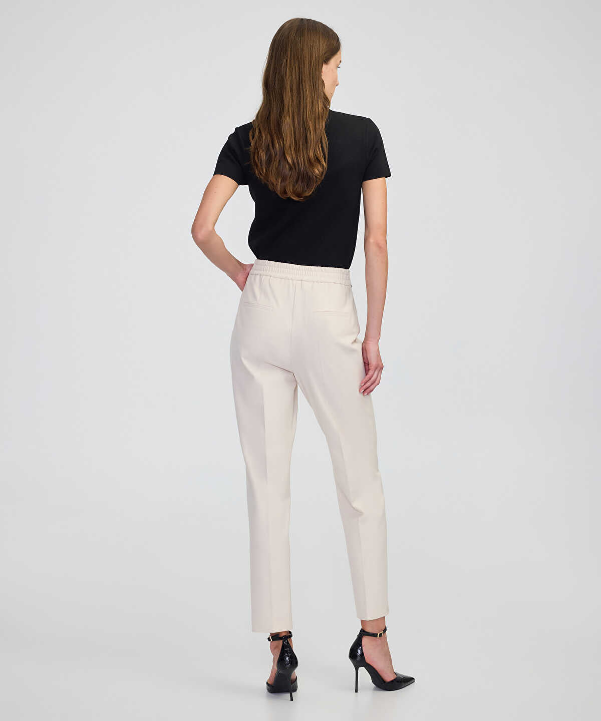 Zoomed Contrast-Piping Cigarette Trousers