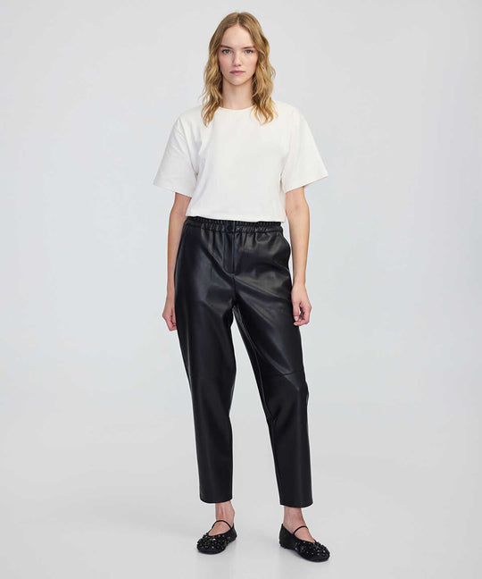Leather-Effect Carrot-Fit Trousers