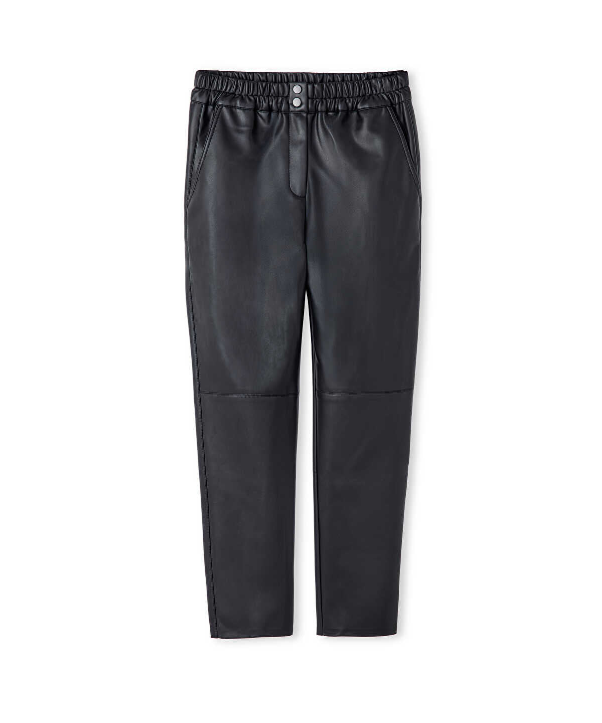 Zoomed Leather-Effect Carrot-Fit Trousers