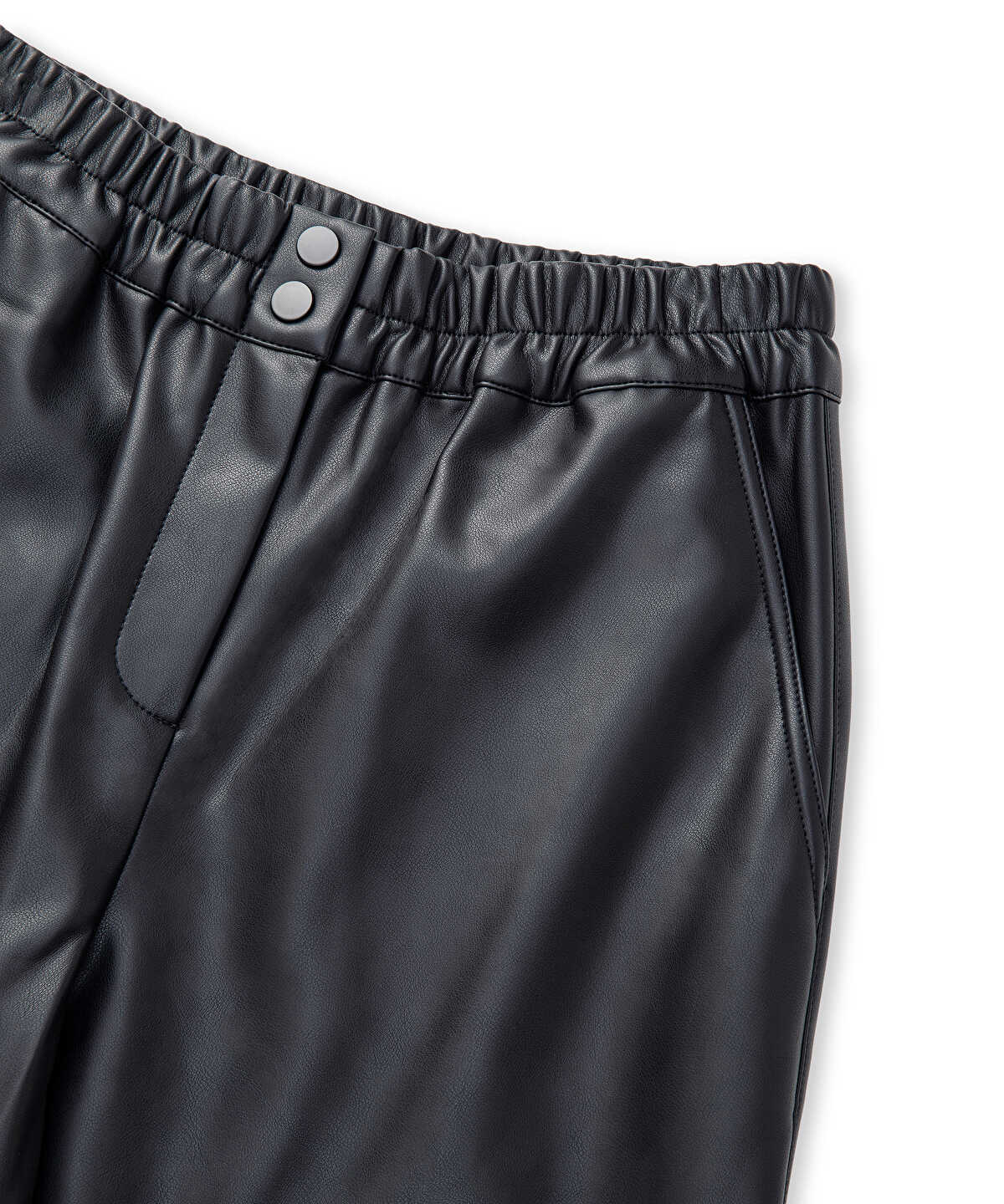 Zoomed Leather-Effect Carrot-Fit Trousers
