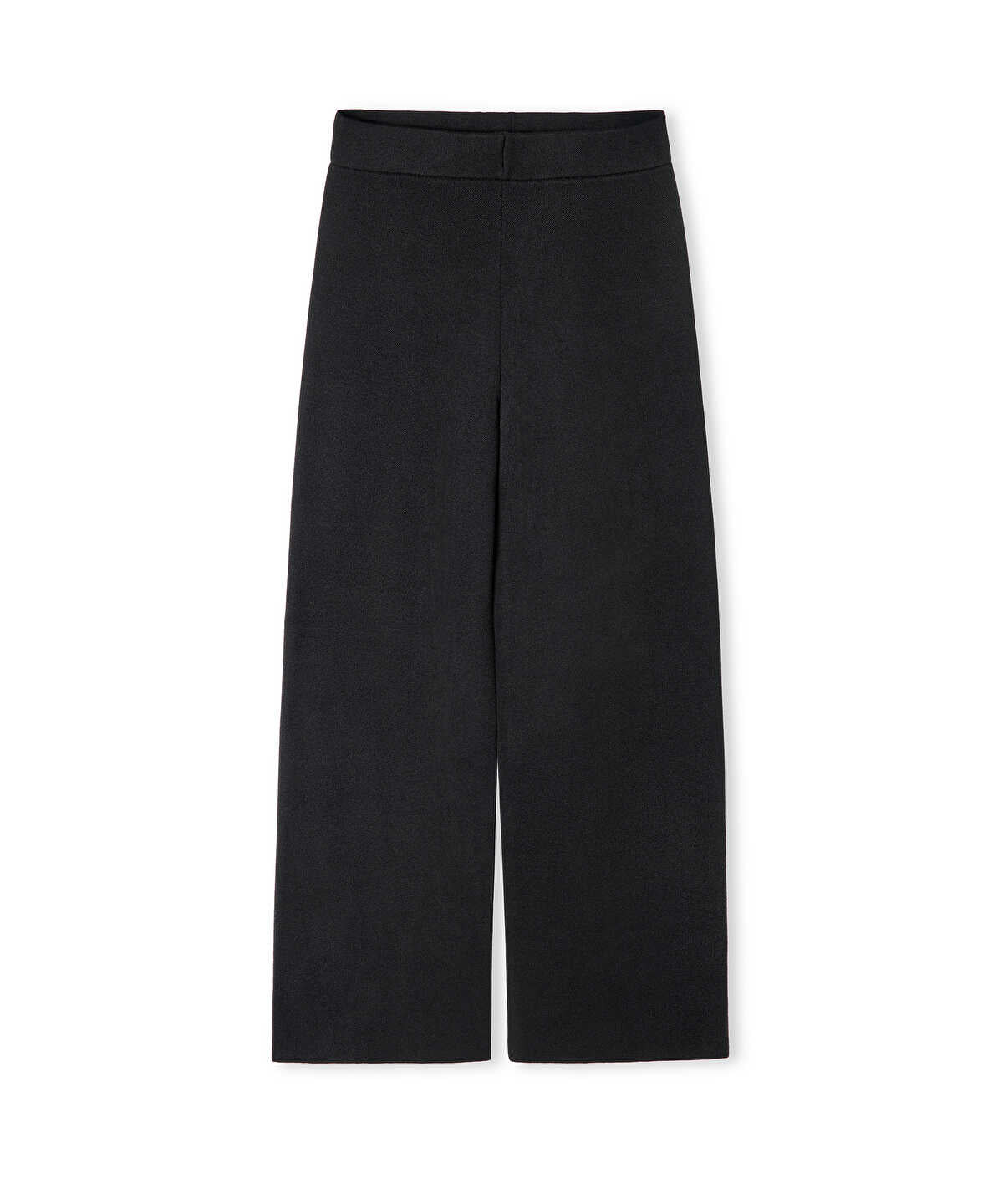 Zoomed Wide-Leg Knit Trousers with Elastic Waist