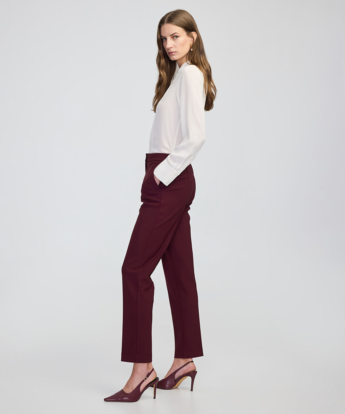 Elastic-Back Cigarette Trousers