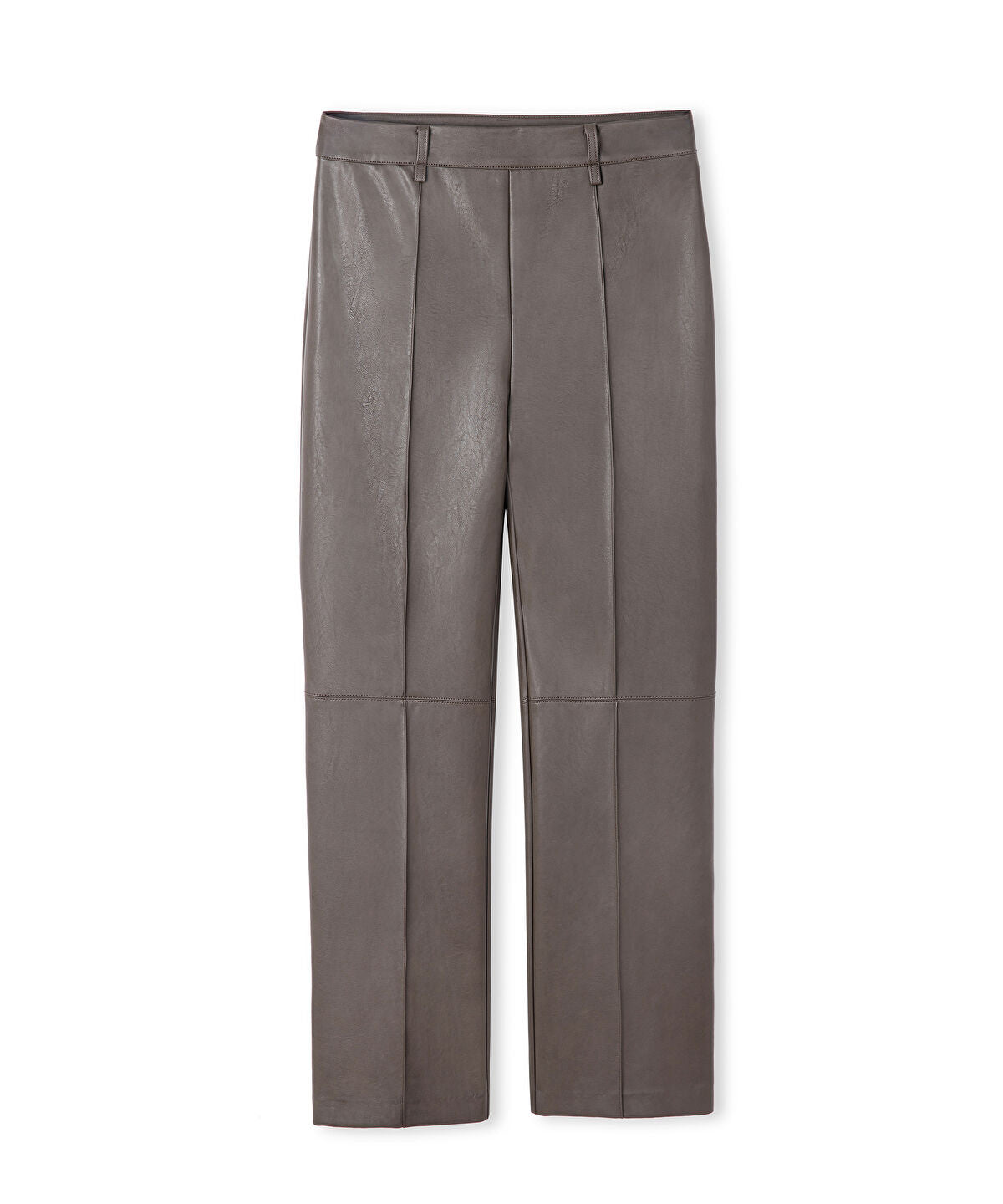 Zoomed Leather-Effect Straight-Leg Trousers