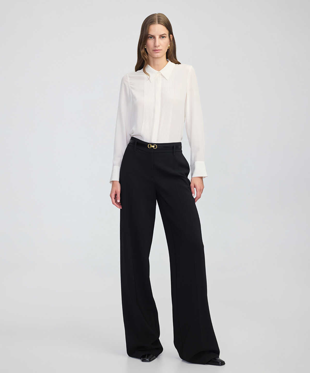 Pressed Crease Wide-Leg Trousers