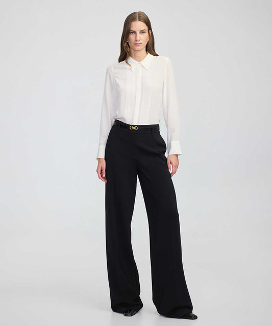 Pressed Crease Wide-Leg Trousers
