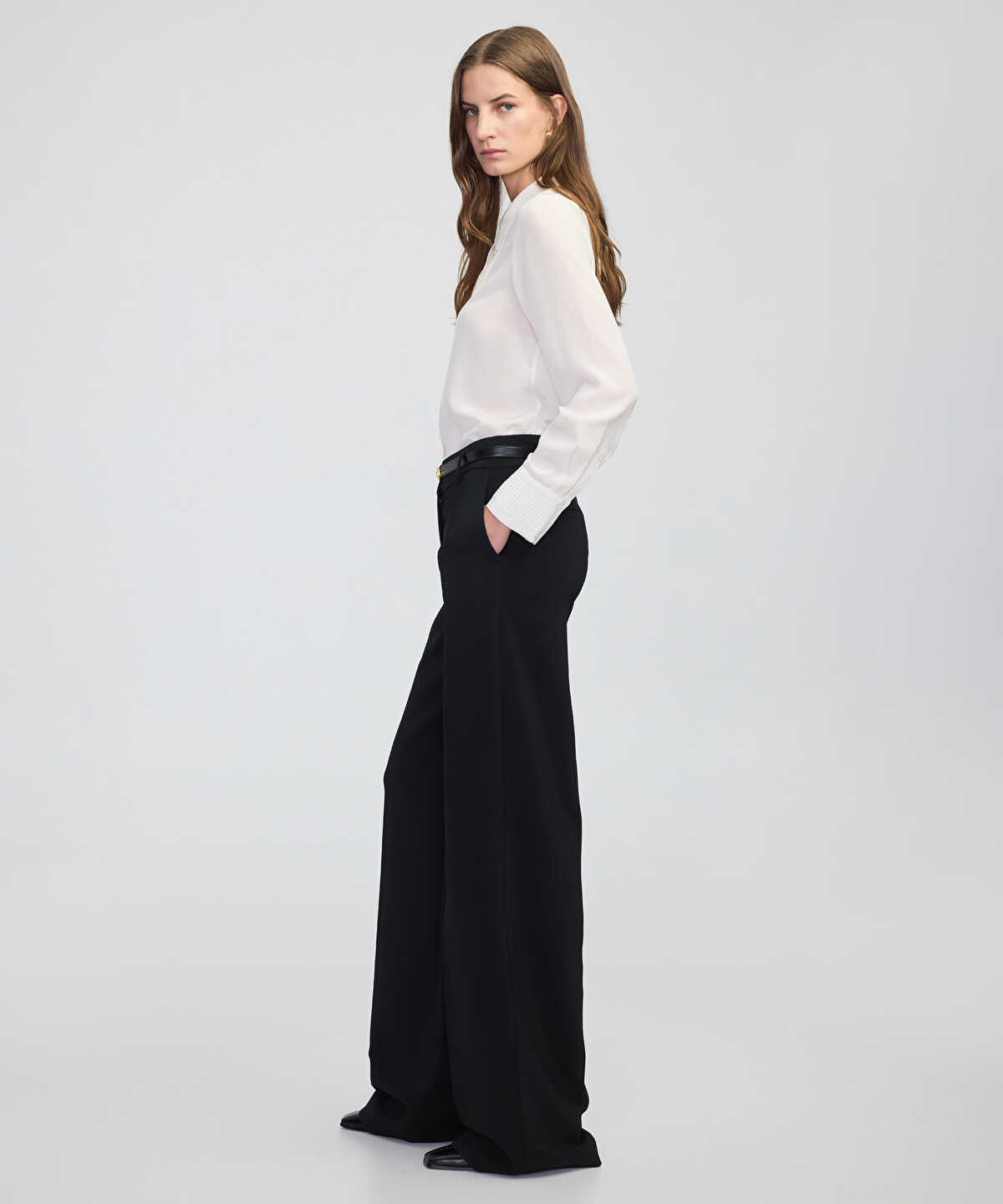 Pressed Crease Wide-Leg Trousers