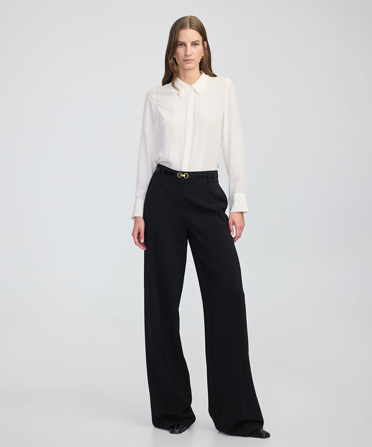 Pressed Crease Wide-Leg Trousers