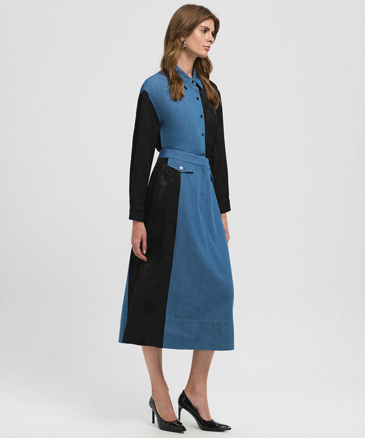 Zoomed Mixed Color-Block Skirt 