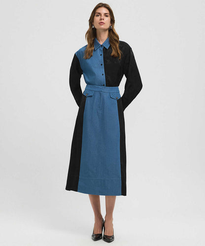 Mixed Color-Block Skirt 