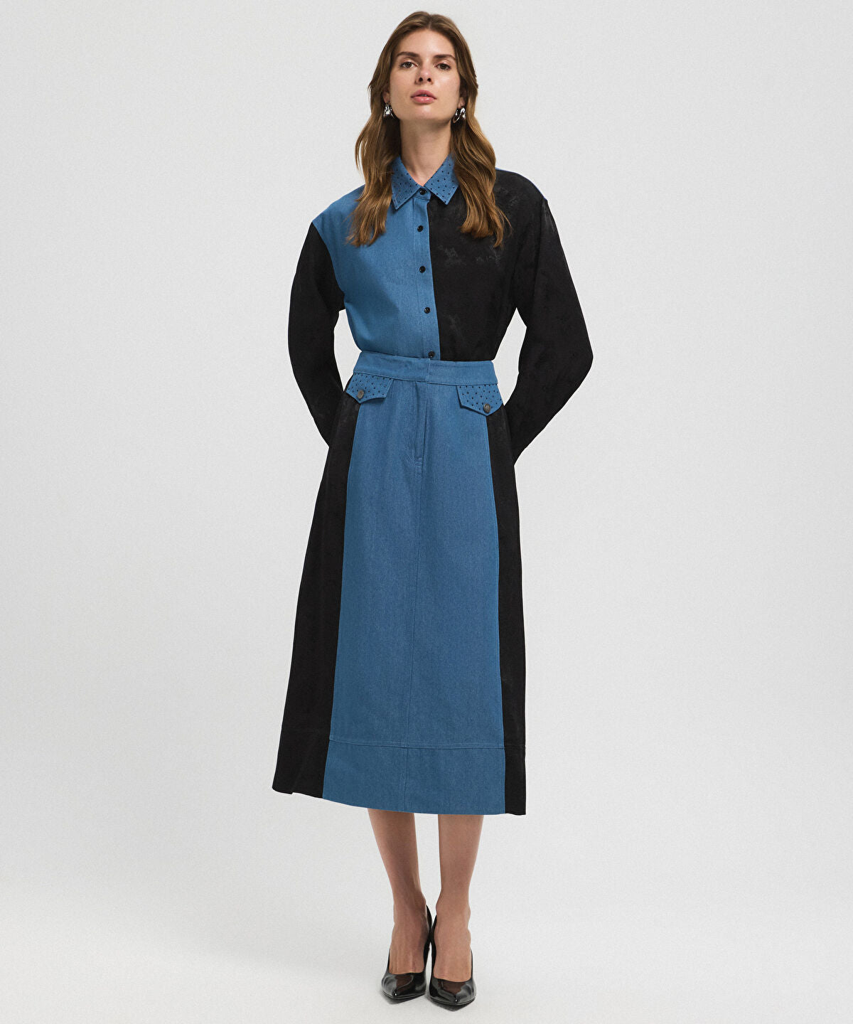 Mixed Color-Block Skirt 