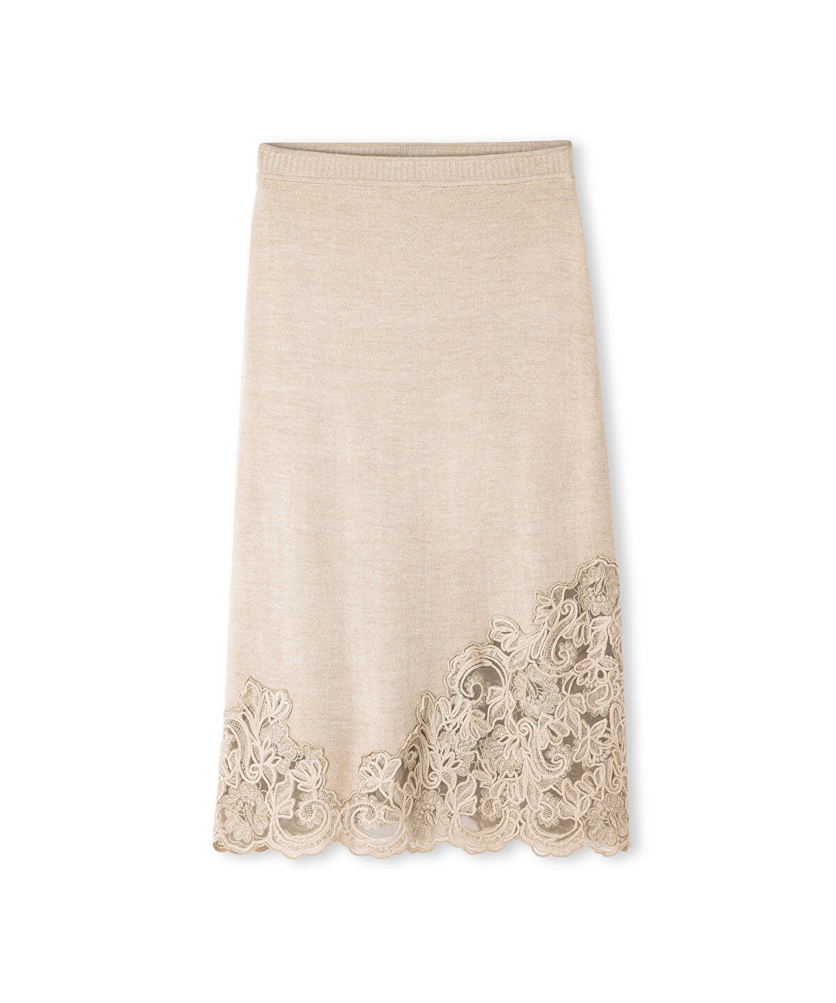 Zoomed Lace-Applique Knit Skirt