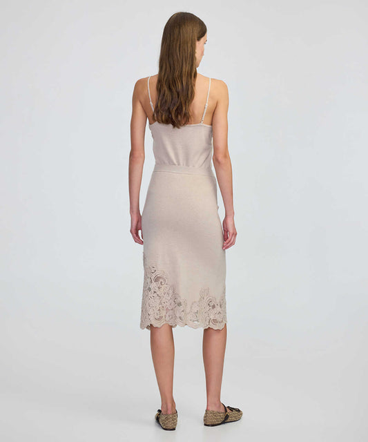 Lace-Applique Knit Skirt
