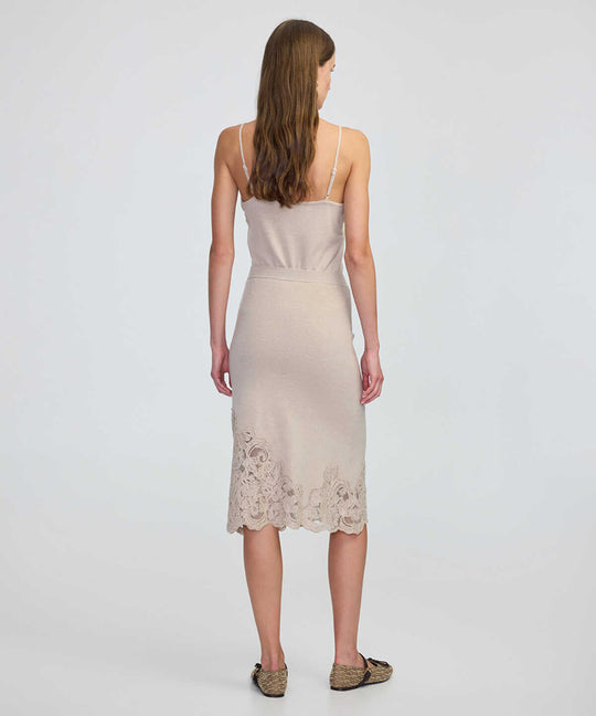 Lace-Applique Knit Skirt