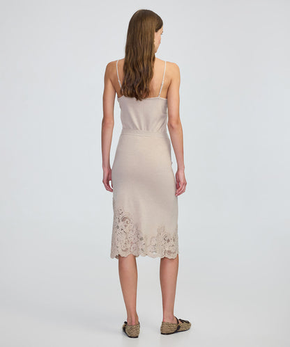 Lace-Applique Knit Skirt