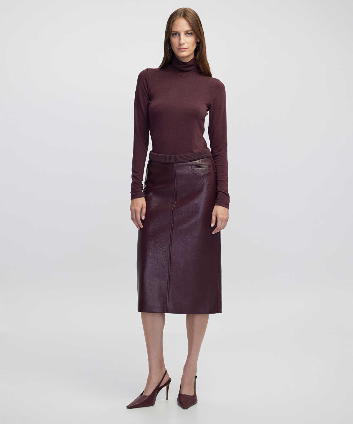 Zoomed Leather-Effect Skirt