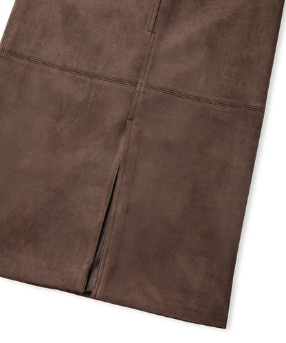 Suede-Effect Midi Skirt