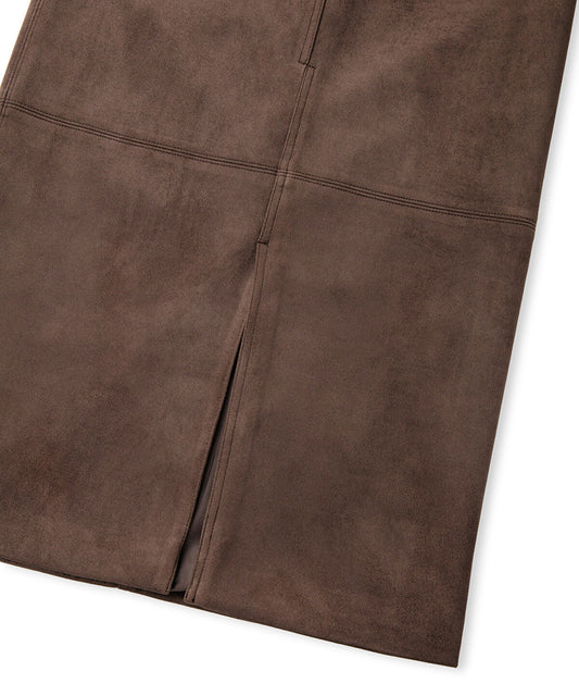 Suede-Effect Midi Skirt