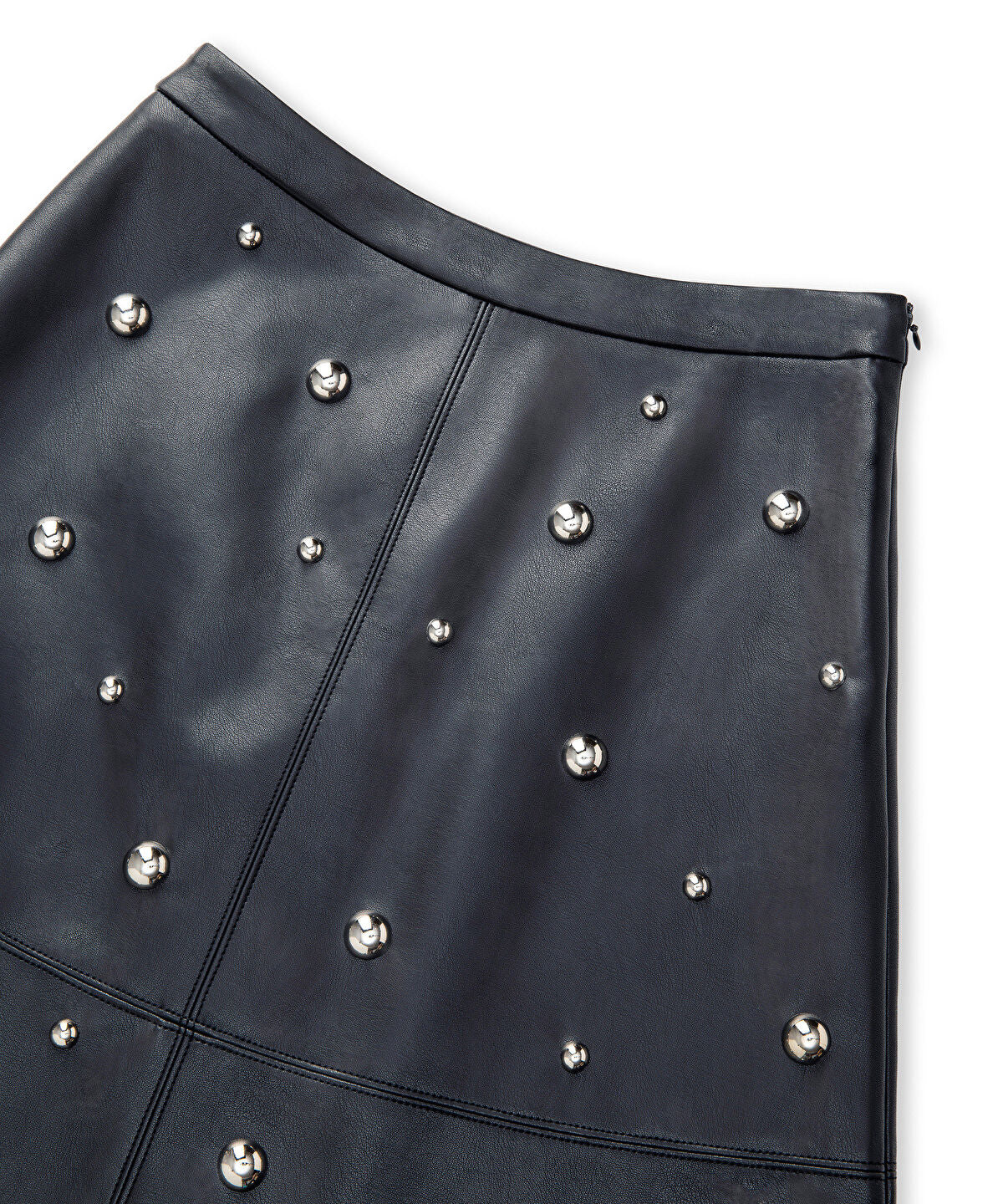 Zoomed Stud-Embellished Faux-Leather Skirt 