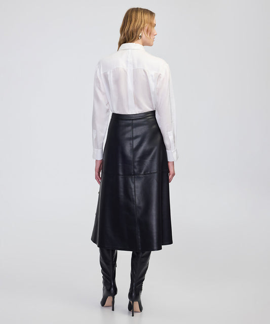 Stud-Embellished Faux-Leather Skirt 