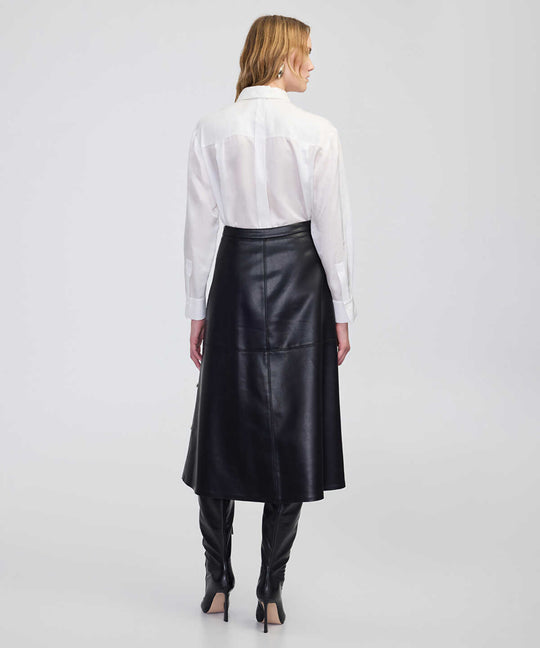 Stud-Embellished Faux-Leather Skirt 