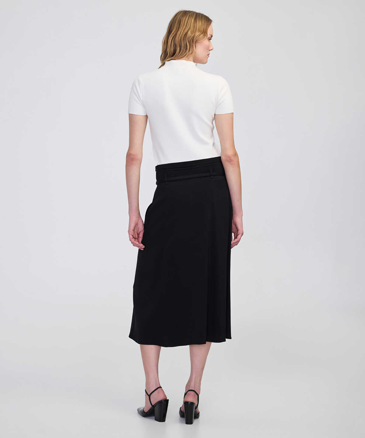 Zoomed Belted Midi Skirt