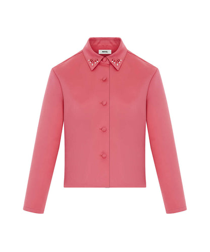 Cutout Jacket with Faux Pearl