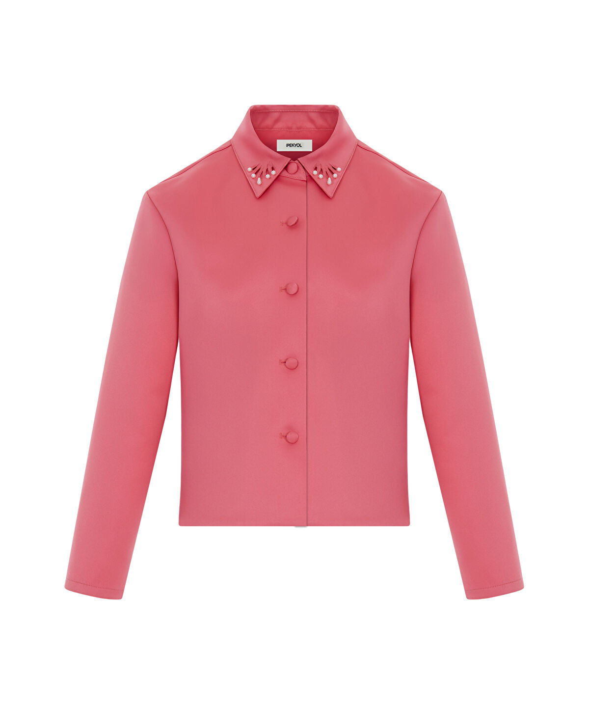 Zoomed Cutout Jacket with Faux Pearl