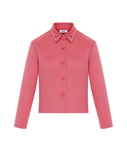 Cutout Jacket with Faux Pearl