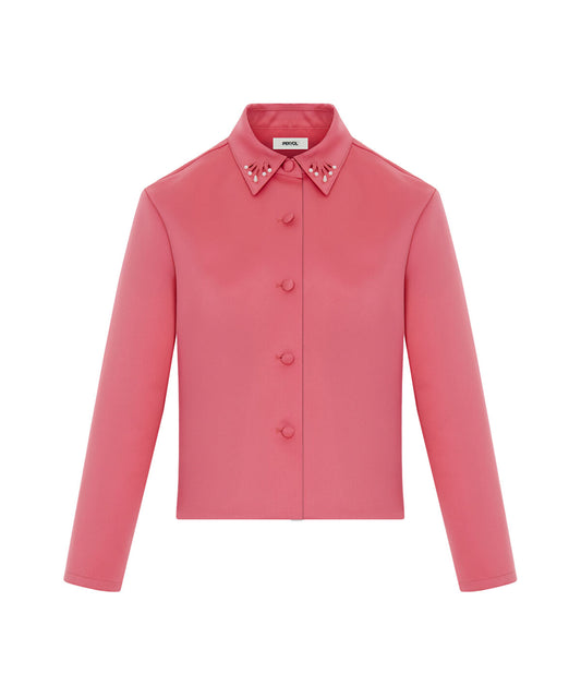 Cutout Jacket with Faux Pearl